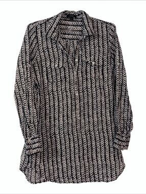 100% Cotton Chevron Button-Front Tunic Shirt